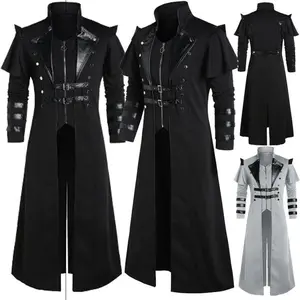 Medieval Renaissance punk jacket, stage play performance prop, photography costume, retro long slit jacket, menswear clothing