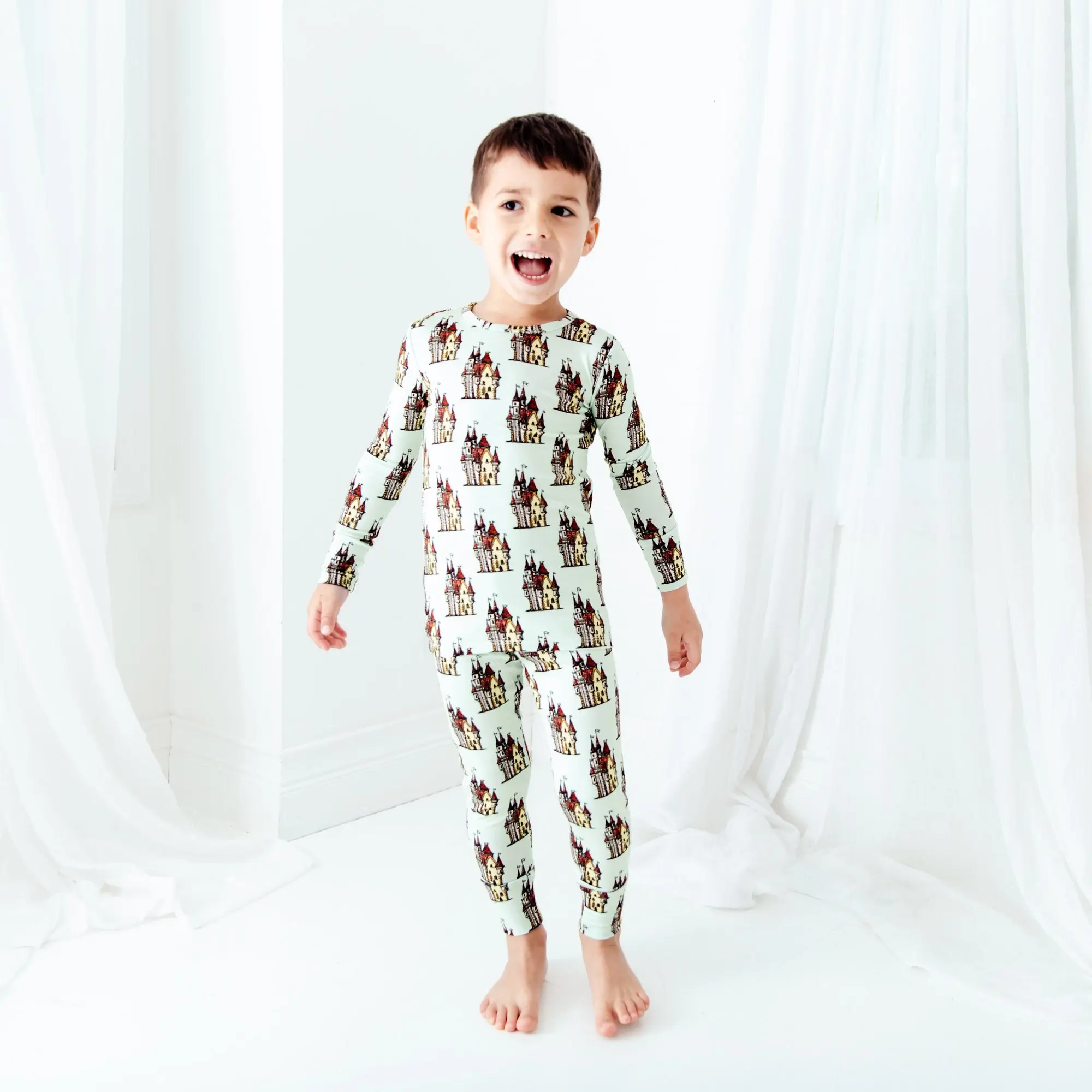 A Good Knight's Sleep Two Piece Pajamas Set for Kids All Over Print Stretchy & Comfortable 95% Viscose 5% Spandex