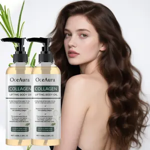 2pcs Collagen body oil, body firming oil, suitable for massage and skin care, quickly absorbed, lightweight beige care, especially for dry skin