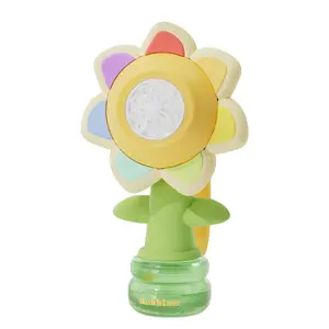 Rainbow Dancing Sunflower Bubble Blower Rechargeable Light Up Toy for Kids Outdoor Party Colorful Lights Bubble Machine