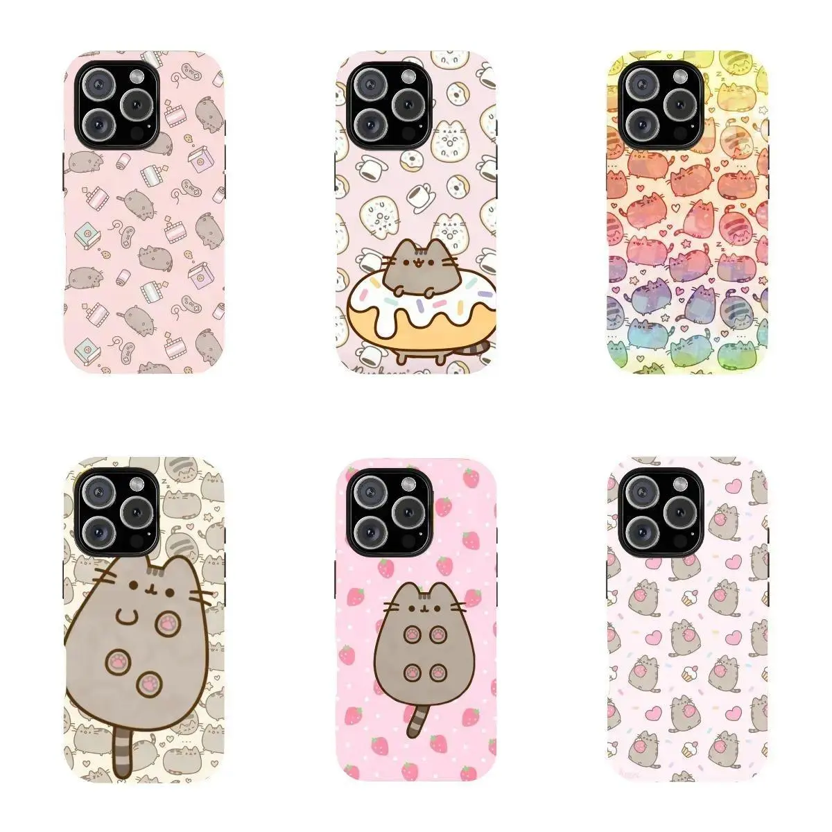 Pusheen Ice Cream Phone Case Cute Cartoon TPU Cover Compatible with iPhone 11-17 Pro Max/Plus and Samsung Galaxy S23-25
