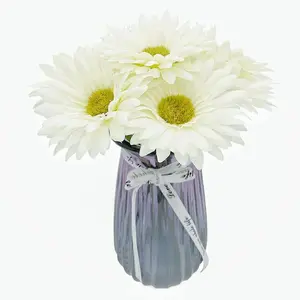 16PCS White Flowers Gerbera Daisy Silk Flowers Artificial Flowers Artificial Daisy Fake Flowers Bouquet for Wedding Bridal Bouquet Party Home Kitchen