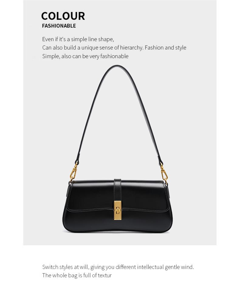 Women's Minimalist Shoulder Bag Smooth Faux Leather Underarm Purse with Metal Lock Versatile bag