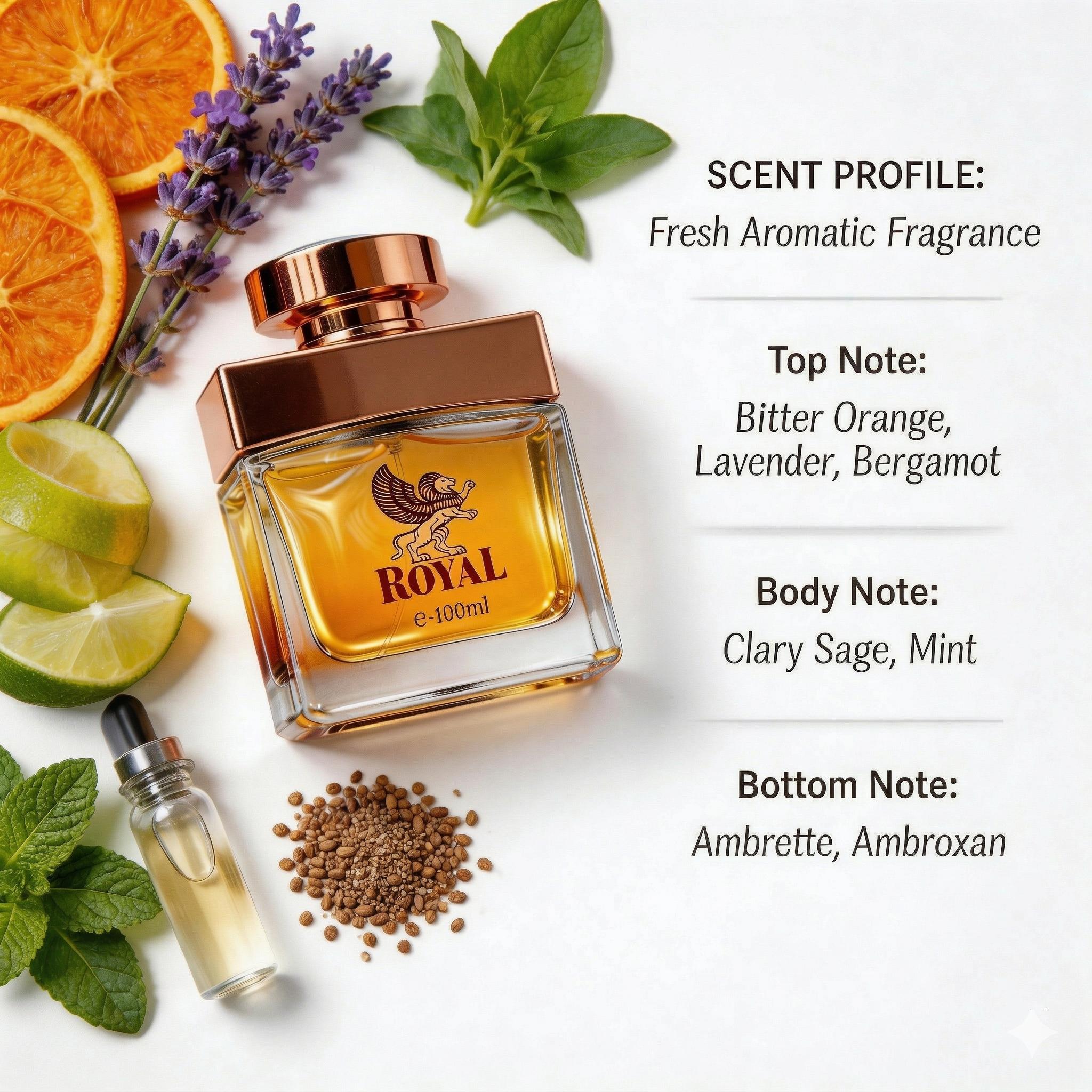 Men's Perfume 100ml | Royal Eau de Parfum - Woody Oriental Fragrance with Sweet Orange | Warm & Sophisticated Scent for Fall/Winter