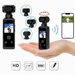 Portable 5K 1080P Pocket Camcorder, HD Cam with 1.3" LCD Screen, 270° Rotatable WiFi Sports Camera with Waterproof Case, Move Camera