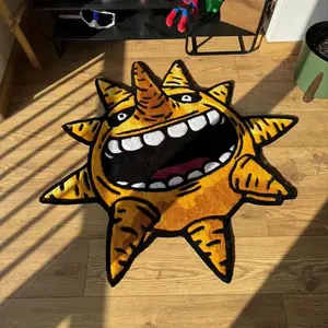 Modern Creative Smiley Face Print Carpet, Cartoon Pattern Rug, Foldable Plush Rug for Living Room Bedroom, Easy Care Large Area Mat, Home Decor Rugs, Unique Rugs