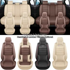 Universal Car Seat Covers for Sedans/suvs, Anti-Slip PU Leather, Waterproof & Scratch-Resistant, Optional Headrests & Lumbar Supports