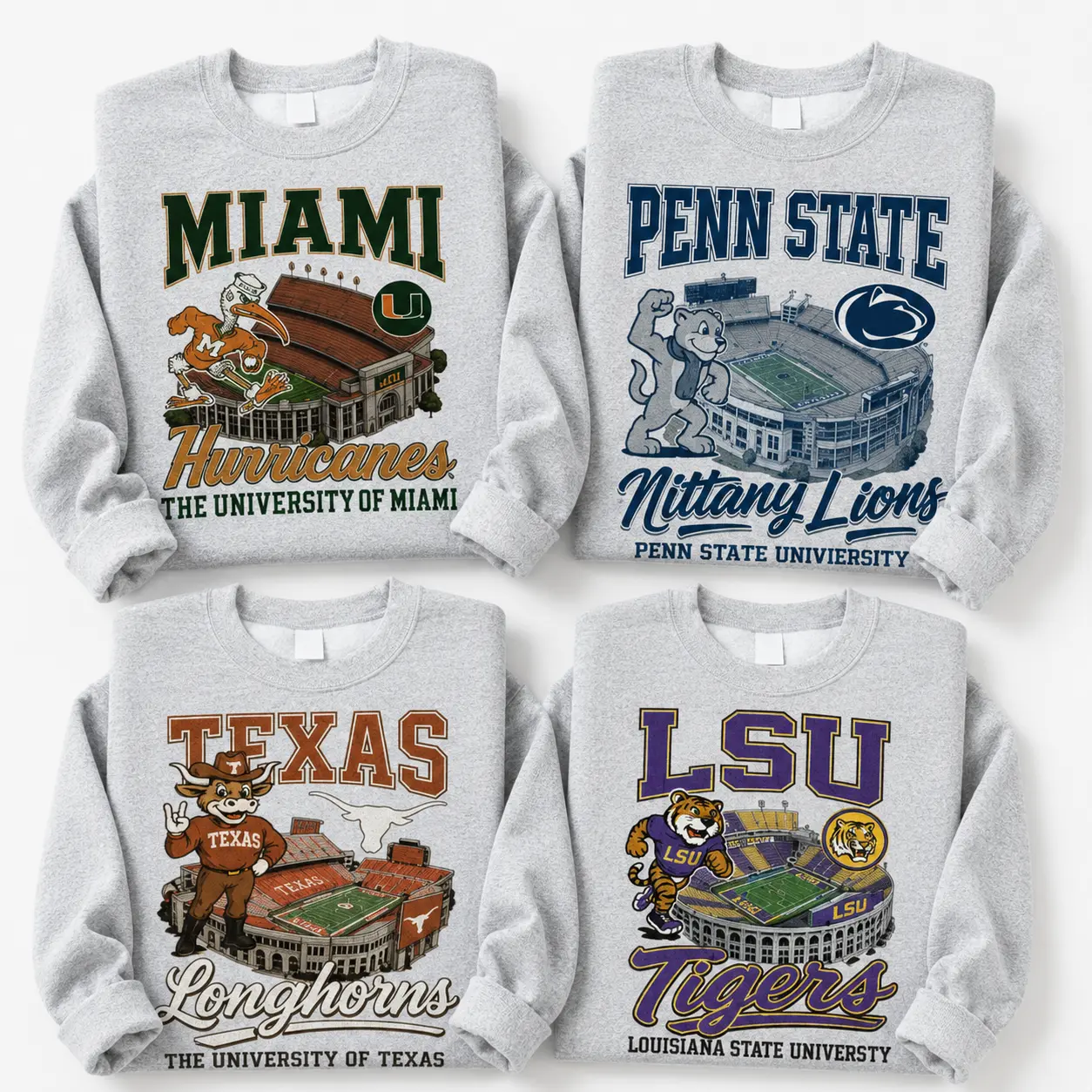 Full Team Vintage Sand Sweatshirt – Football College Mascots Tee – Unisex Throwback Sports Shirt