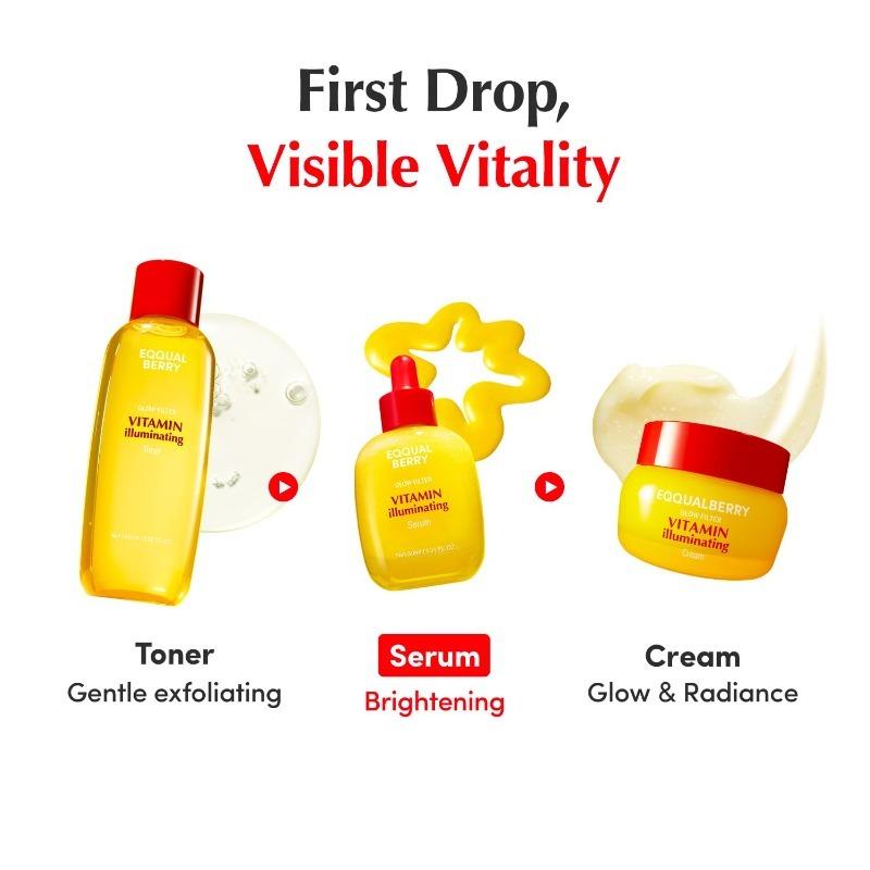 Limited time! EQQUALBERRY Vitamin lluminating Serum I Niacinamide 4%+ Brightening Vitamin C Face Serum with Hyaluronic Acid &Vitamin E I Dark Spot, Uneven Tone Care I Korean Skincare,1.01fl.0z