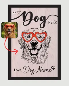 Best Dog Ever Personalized Wooden Plaque, Custom Dog Memorial Gift, Engraved Pet Keepsake, Dog Lover Gift, Father's Day Gift for Dog Dad, Perfect Present for Dad, Papa, Daddy, Grandpa, Father’s Day Gift