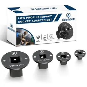 AltitudeCraft Low Profile Impact Socket Adapter Set, Cr-Mo Magnetic Ratchet Adapters for Tight Spaces, 4PCS, 1/4" to 1"