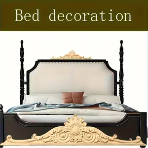 2pcs Solid Wood European-Style Carved Unpainted Appliques 17.71x3.93 Inches for Doors Windows Cabinets Entryways Accent Walls DIY Home Decor