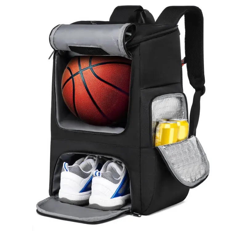 Unisex Nylon Water-Resistant Basketball Backpack for Adults - Adjustable Shoulder Strap, Ball-Safe Pocket, Separate Shoe Compartment, Mesh Design, Reflective Logo, Variegated Athletic Bag for Gym, Christmas, Thanksgiving, Birthdays