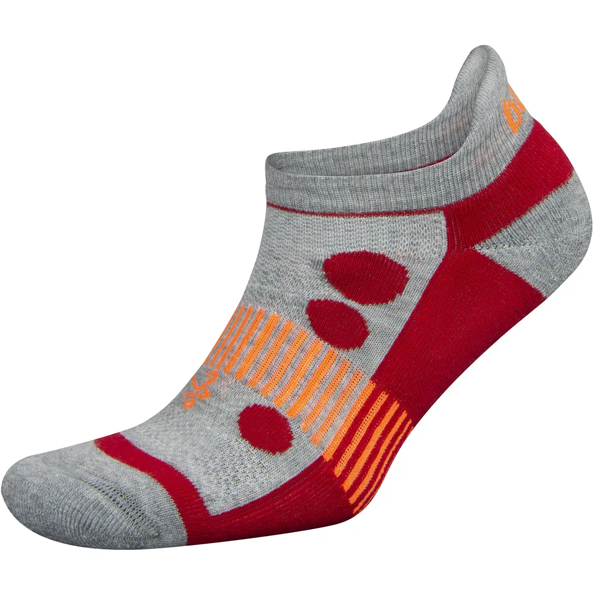 Balega Kids Hidden Cool 2 No Show Running Socks - Midgray/Red, Athletic Running Socks, Polyester Athletic Socks
