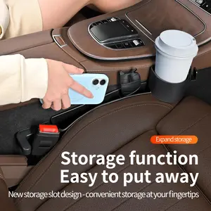 Car Seat Gap Filler, Seat Gap Organizer with Phone Holder, Car Seat Accessories, Car Organizer Fit Car SUV Truck-2PCS Black