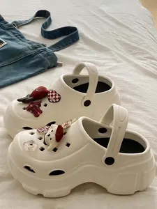 Cute Cartoon Charm Platform Clogs - Thick Sole EVA, Breathable Slip-On Sandals for Women, Y2K Streetwear Shoes, Slipper