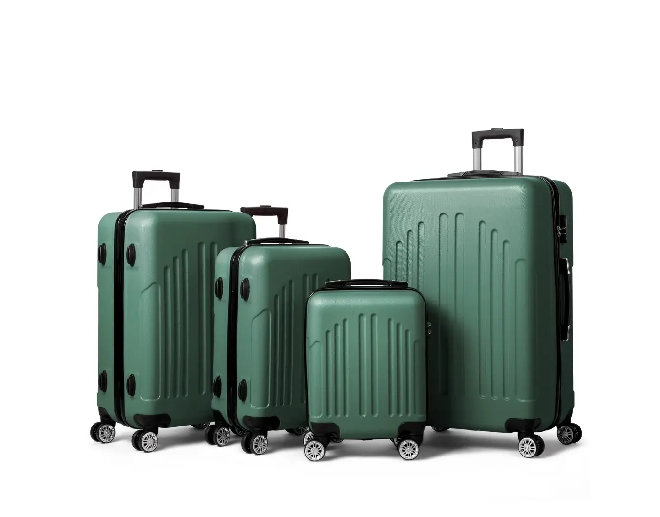 4 Piece Luggage Set, ABS Hard Shell Suitcase Luggage Sets Double Wheels with TSA Lock, Vintage Green