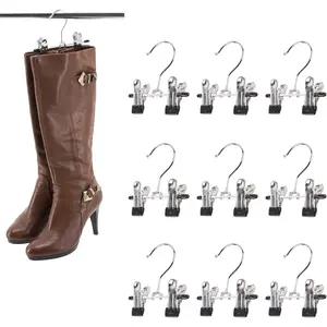 Double Adjustable Clips Boots Hangers,Space Saving Boots Socks Bags Hanging Clips Boot Holder Boot Organizer,Set of 9 (9)