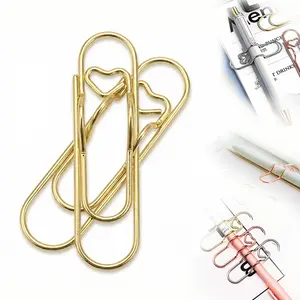 9Pcs Rose Gold Silver Mixed Color Large Size Pen Clip Portable Pen Holder, Multifunctional Metal Pencil Clips Carbon Steel Paperclip Cute Heart Paper Clips Office Stationery & School Supplies for Clipboard Notebook Book Journal Desk Organizers Accessories