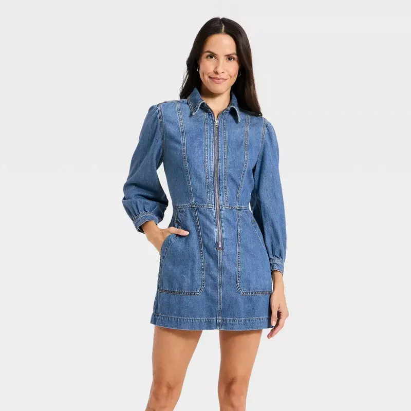 women's denim dresses australia Retro Womens Long Denim Dress, Sleeveless Shirt Dress, A Line Dress With Pockets, Minimalist Fashion Dress, Custom Dress, Xiaolizi 4198#