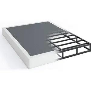 7 Inch Low Profile Box Spring, Sturdy Metal Frame Mattress Foundation, Easy Assembly, Quiet & Noise-Free, Queen Size