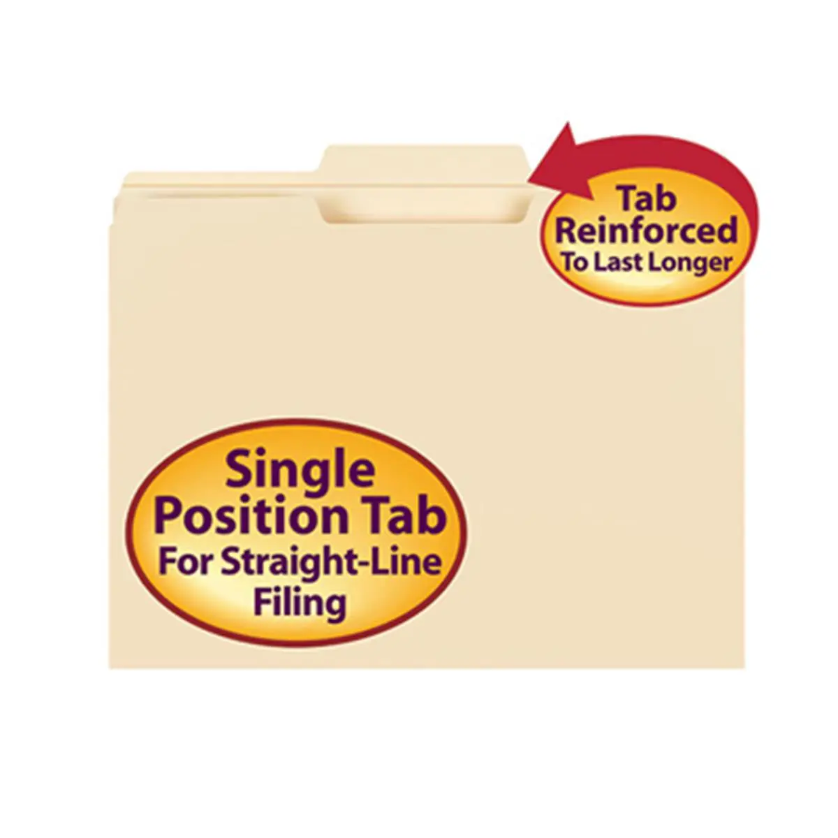 Smead SMD10336 Manila File Folder - More Durable Office Filing Product with Reinforced Tab, Single Position Tab