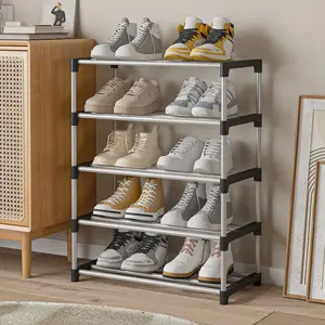 1pc4/5 Layer Shoe Rack, Tier Shoe Rack, Simple Storage Organizer, Space Saving Home Assembly Shelf, Easy-To-Assemble Shoe Holder