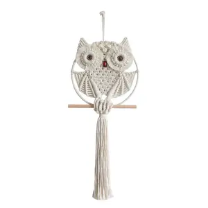 Handmade Owl Wall Hanging Tapestry, Simple Decorative Home Art, Ideal for Living Room, Bedroom, Office, Hotel Lobby, Multi-Scene Use