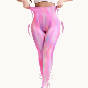 High-Waist Push-Up Leggings for Women Tie-Dye Rainbow Design Seamless Yoga Pants for Fitness Running Cycling Gym Wear