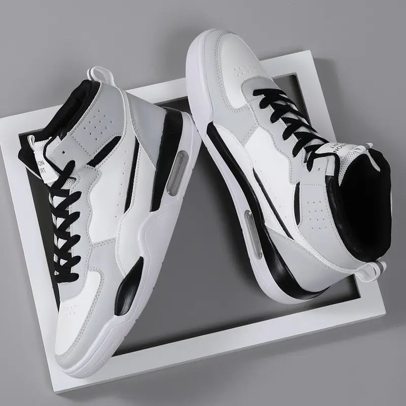 Men's Casual Sports Shoes Lace-Up Soft Sole Flat Comfort Skateboard Shoes Skater Shoes Lightweight High Top Daily Sport Shoes Skateboarding Shoes