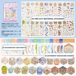 Miniature Scene Sticker Book, 20 Sets of 3D DIY Stickers for Scrapbooking & Journal Making. Includes Tweezers, Cute Cartoon Creative Scenes for DIY Decals.