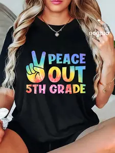 100% Cotton peace out 5th grade graduate happy last day of school T-Shirt