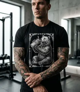 Funny Bear Protein Shirt, Gym Humor Tee for Men, Weightlifting Bear Graphic T-Shirt, Funny Bodybuilding Gift, Powerlifter Shirt, Gym Bro Tee