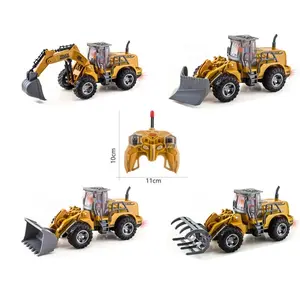 Remote Control Engineering Vehicles Set, Digger & Bulldozer Toys, Unisex Kids Gifts, Christmas & Halloween Presents, Forward Backward Lights