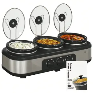 3x1.5 Qt. Slow Cooker With 10 Inner Bags Party