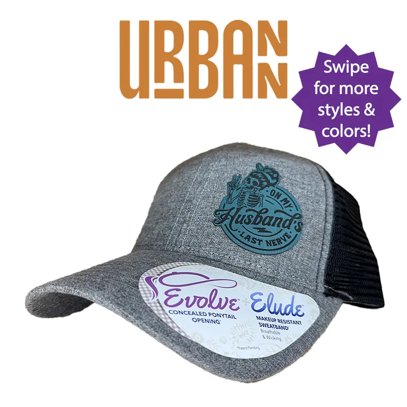 Husband's Last Nerve Custom Hat - Leatherette Patch Evolve Ponytail Hat hats for her knit beanie