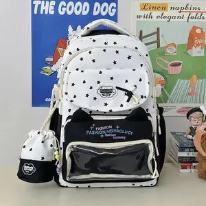 New Cute Star Print Ita Backpack Kawaii Girl Transparent Bag Large Capacity Knapsack Outdoor Shoulder Bag Students Crossbody Bag
