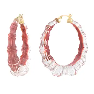 Bamboo Illusion Lucite Hoop Earrings