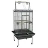 Segawe Wrought Iron Bird Cage - 68-in Tall Parakeet Cage for Small/Medium Parrots, 2-in-1 Playtop Roof, 4-Wheel Rolling Stand, 5 Steel Bowls, Wood Accent, 21.3-in Door, 31.1-in L x 29-in W, 44lbs, with Accessory