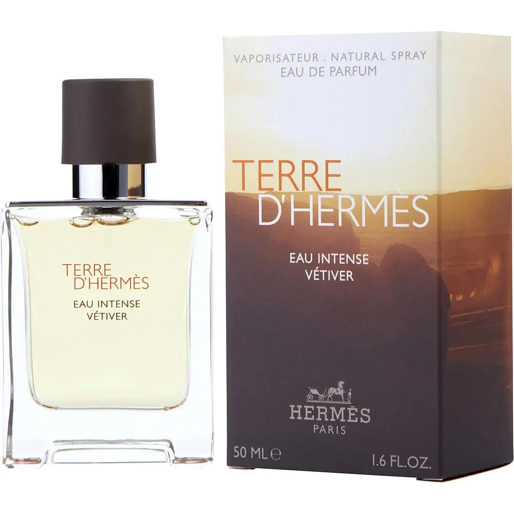 HERMES Terre d Eau Intense Vetiver Eau de Parfum Spray, Long Lasting Fragrance for Men with an Earthy Woody Scent, 1.6 oz, Intense Edp, Vetiver Woody, Woody & Earthy