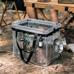 Outdoor storage box Camping clothes sorting box Toys sundries Snacks tableware PP transparent foldable storage box