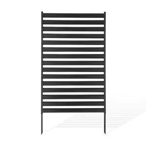 Metal Privacy Screen, 38" W x 60" H Freestanding Modern Fence, Garden Divider Panel with Extended Ground Stakes & Adjustable Height, Outdoor Divider for Garden