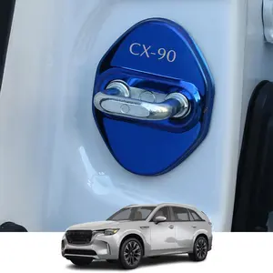 Custom Interior Accessories for Mazda CX-90 CX90 2024 2025 Stainless Steel  Door Lock Latches Cover, Door Lock Protector  Door Latch Cover Striker 4 count/Set(Blue)