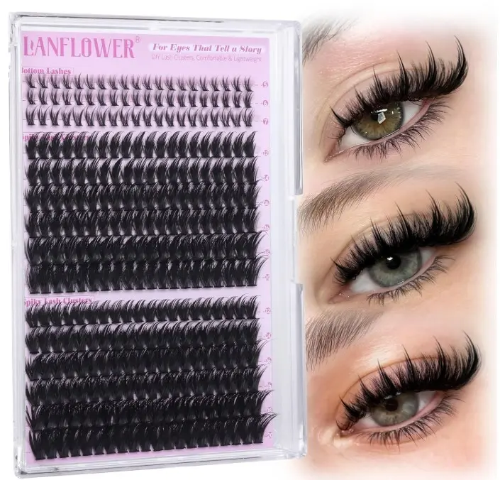 Spiky Lash Clusters Manga Eyelash Clusters D Curve Cluster Eyelash Extensions Wispy Cluster Lashes with Bottom Lashes 12-20mm Fairy Individual Lashes by Lanflower