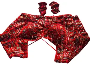 Rajasthani Velvet Saree- Blouse for women. Comes in 2 different colors. Maroon and Red