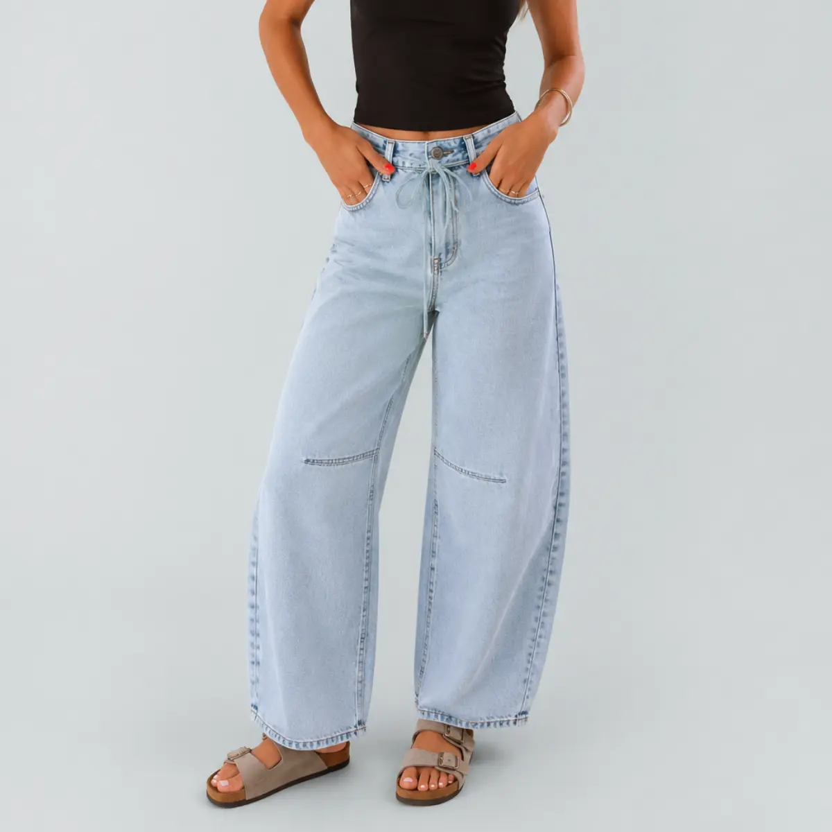 Blake Non-Stretch High Waist Barrel Jeans Womenswear Bottom Casual Denim Pants BlueMoment Spring Outfit Basic Streetwear BM003