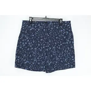 Hugo Boss Karlos Menswear Casual Stylish Clothes, Dark Blue Leaf Print Men's Shorts, Size 32R