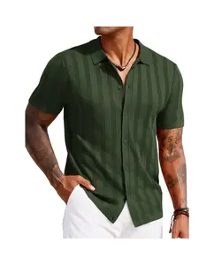 COOFANDY Men's Knit Polo Shirt Vintage Button Down Shirt Short Sleeve Hawaiian Shirt 2025 Summer Fashion Beach Shirts