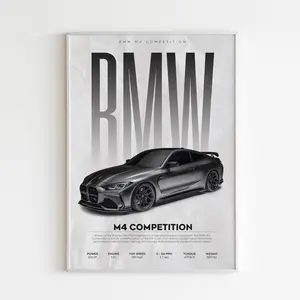 BMW M4 Competition Poster | Hyper Car Poster | Super Car Print | Art Print | Poster | Home Decor | Wall Decor