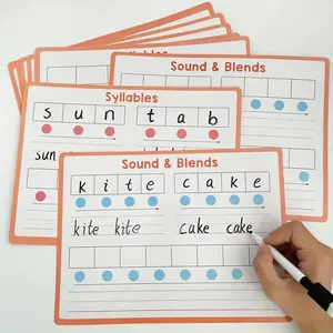 10 Piece Phonics Learning Board Set, Dual-Sided Dry Erase Grammar Tools, Syllable and Letter Combinations, K-1 Grade, Teacher Approved, Visual Learning Tools